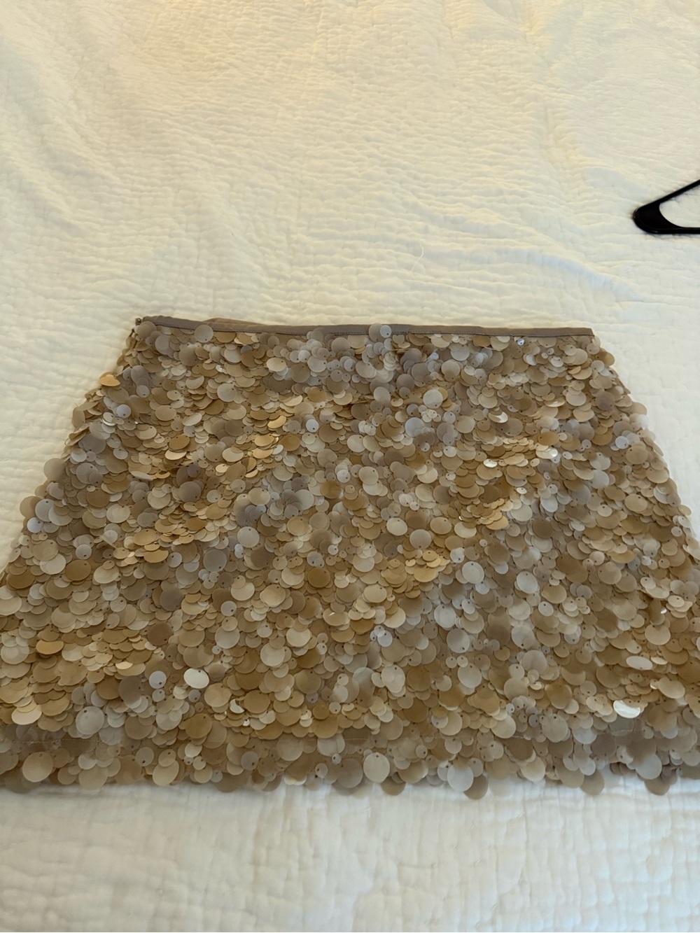 Zara Sequined Mini Skirt in Gold and Cream